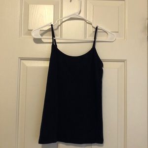 a dark navy blue tank top